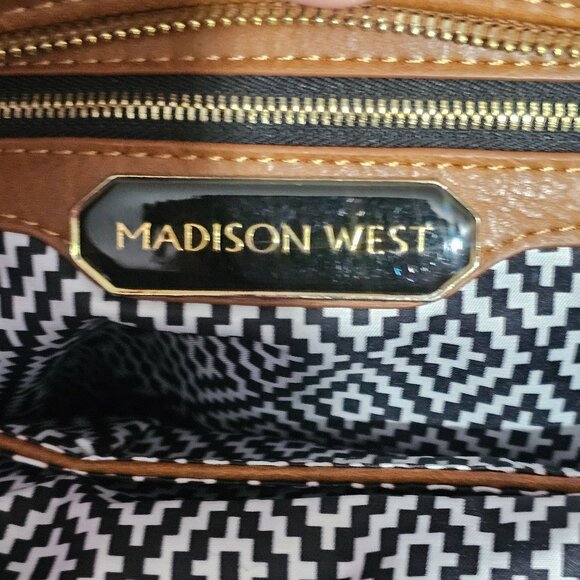 Madison West Vintage Camel Brown Faux Leather Handbag Purse Boho Cottagecore - Picture 15 of 16